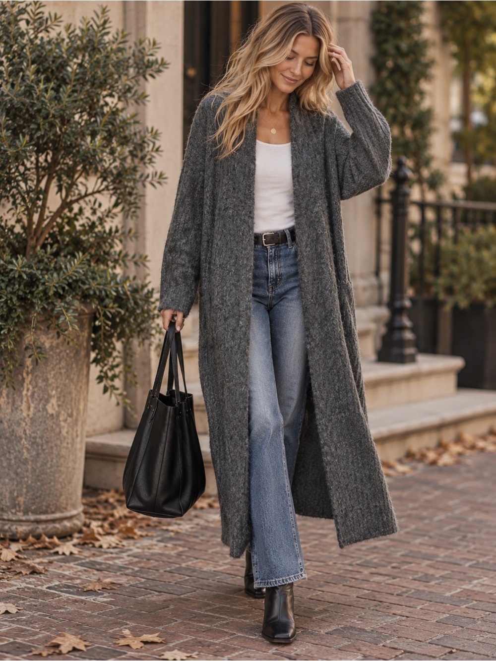 NEW Express Grey Longline Cardigan Sweater Small Open Front w/ Pockets Cozy NWT